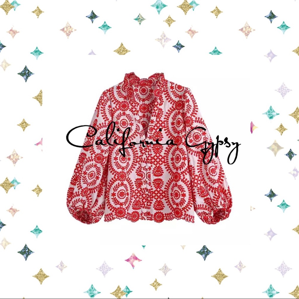 Embroidered Bohemian Floral Blouse - Picture 4 of 14